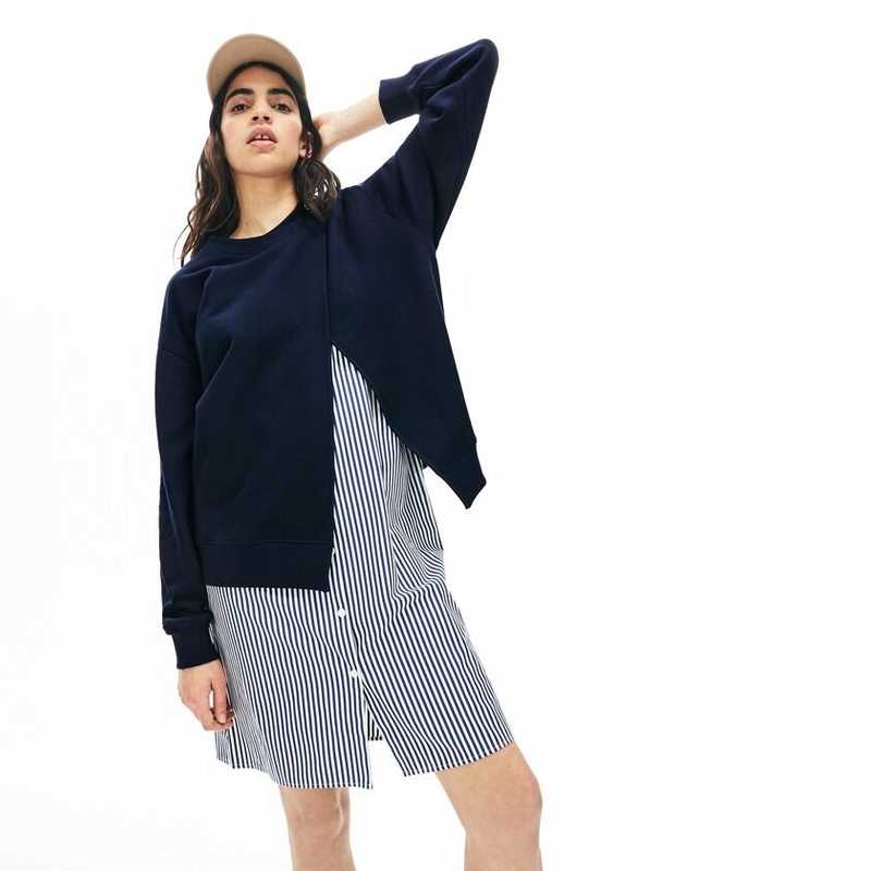 Cotton Fleece And Poplin Sweatshirt Dress